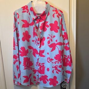Commense beautiful Blue and Pink Floral Blouse. Never worn medium.